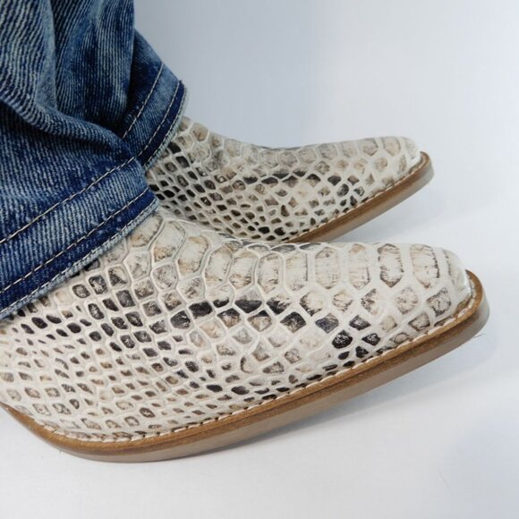 DINGO Shabby Western Tall Boots Size 10 Denim Blue Lizard Leather NEW - Picture 12 of 16